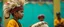 Placeholder: maga hat boy facing the indian drummer like in the press