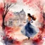 Placeholder: Create a captivating watercolour scene in the style of 'Gone with the Wind,' featuring a beautiful woman running into the arms of her handsome beloved. Infuse the image with romantic charm and timeless elegance, making it perfect for celebrating St. Valentine's Day.