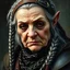 Placeholder: oil painting, heavy brushstrokes, paint drips, a breathtaking portrait of an old dwarf warrior, female, resembles a chubby Bette Davis, resembles chubby Estelle Getty, shoulder length braided gray hair, clad in worn chain mail armor, wearing a leather head band, wearing an eye patch, dungeons and dragons art style, realistic faces, dark fantasy, intricate details, hyper detailed, by Jean Baptiste Monge, Carne Griffiths, Michael Garmash, Seb Mckinnon, rich, deep colors, layered image shaded by ce