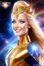 Placeholder: cosmic woman angels smile,admiral high ufo commander from the future, one fine whole face, crystalline skin, expressive blue eyes,rainbow, smiling lips, very nice smile, costume rainbow pleiadian, Beautiful tall woman pleiadian Galactic commander, ship, perfect datailed golden galactic suit, high rank, long blond hair, hand whit five perfect detailed finger, amazing big blue eyes, smilling mouth, high drfinition lips, cosmic happiness, bright colors rainbow, blue, pink, gold, jewels, realist,8k