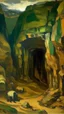 Placeholder: A brown underground mine in a mountain painted by Paul Gauguin