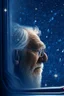 Placeholder: grandpa elk portrait with background star field seen in the window of a boat, 4 k, trending art, depth of field