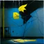 Placeholder: Minimal abstract oil painting of a large blue leaf plant in concrete warehouse brutalist architecture and hanging wires illuminated at night. With triadic yellow colours. In the style of Justin Mortimer and Phil Hale, Ashley Wood