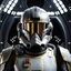 Placeholder: star wars bald male corellian pilot wearing gunmetal grey and black First Order special forces TIE pilot armored flightsuit and helmet with gold trim inside the jedi temple, centered head and shoulders portrait, hyperdetailed, dynamic lighting, hyperdetailed background, 8k resolution, volumetric lighting, light skin, fully symmetric details