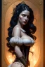 Placeholder: sexy milf, warrior, black long wavy hair, corset, night, 8k resolution, high-quality, fine-detail, intricate, fantasy art, detailed matte, volumetric lighting, illustration, 3D octane render, brian froud, howard lyon, selina french, anna dittmann, annie stokes, lisa parker, greg rutowski