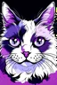 Placeholder: an anime cat with white fur and an intense gaze with purple sky T-shirt design