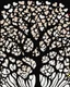 Placeholder: The tree is a heart that represents grace and beauty. Intense black background. Negative space, illustration, vibrant.