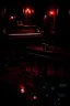Placeholder: evening ballroom. some documents on the piano. some shattered wine glasses, traces of blood on floor, a gun lies abandoned on the floor, indicating the intensity of the conflict.
