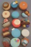 Placeholder: Mercury, Venus earth, Mars, Jupiter, Saturn, Uranus, Neptune made of macarons, candies and biscuits