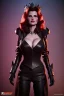 Placeholder: Geena Davis as evil queen in black leather, leather, busty, cleavage, angry, rage, stern look. character design by cory loftis, fenghua zhong, ryohei hase, ismail inceoglu and ruan jia. unreal engine 5, artistic lighting, highly detailed, photorealistic, fantasy