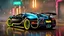 Placeholder: Bugatti Veyron Mansory Cyberpunk 2077 neon Style, Super Detailed, desktop wallpaper, 4K rear view, center