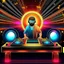 Placeholder: Dance hall ,dj play ,laser lights, disco ball, beard DJ play music with DJ desk