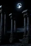 Placeholder: support pillars, three pillars, monument, moon, gothic, darkness