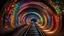 Placeholder: dream world, vast enormous warm underground railway tunnel, tiny multicoloured gemstones, twinkling lights, calm beauty, fantasy world, magic, night, darkness, splendor, uplifting, inspiring, therapeutic, chiaroscuro, color, award-winning colour photograph, beautiful composition, Nikon 85mm