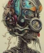 Placeholder: a beautiful painting of robot by aaron horkey, trending on artstation, skeleton, colorful, small minutiae, tiny features, particulars