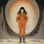 Placeholder: [art by john bauer] Nikaido kicks and does magic in orange overalls, she stand up and she is dangerous. She is in Hell