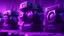 Placeholder: five giant magic generator machines side by side with lots of gadgets, purple tones, dreamy, psychedelic, 4k, sharp focus, volumetrics, trippy background