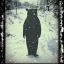 Placeholder: cryptid creature in the snow polaroid vintage style realistic