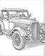 Placeholder: front full outline art for an adults coloring page, a customized 1932 Ford Deuce Coupe , white background,detailed sketch style,no color , only use outline, clean art , white background, no shadows and clear well outlined,