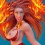 Placeholder: woman made of fire, fire angel, fire clothes, full body portrait, long flowing hair, only wearing bikini made of fire, highly detailed, real life photo, photo quality, extremely detailed, high quality, standing in fire, highly detailed