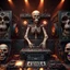 Placeholder: DJ of the damnded, insanely detailed DJ booth in hell, MID set, speakers and equipment made of bone, anatomically correct, add more skulls in th audience, photorealism, vray, 8k 3d