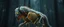 Placeholder: radiant werewolf horse thick Skeleton with lotsa fluffy fur, motion blur background dark forest