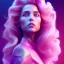 Placeholder: A portrait of a queen, atmospheric, blond long hair, realistic, unreal engine cosmic galactic, cinematic lighting, octane render, transparent,bleu pink light, cristal goutte rose sur le front, flowers, galactic atmosphere