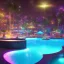 Placeholder: turquoise neon pool water sparkling at night in the dark detailed realistic glowing