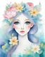 Placeholder: a watercolor painting of a girl with flowers in her hair, colorful watercolor painting, rossdraws pastel vibrant, vibrant watercolor painting, by Jeremiah Ketner, colorful watercolor, flowers on hair, flowers in hair, flower in hair, lotus floral crown girl, girl in flowers, vivid flower crown, watercolor detailed art, girl with a flower head, intense watercolor, colorful illustration, watercolor illustration