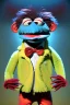 Placeholder: Waist up muppet Portrait, Nicolas maduro us muppet doll, tracksuit red blue and yellow, mustache, photo studio, red background, unreal engine 5, concept art, art station, ray tracing, lumen lighting, ultra detail, volumetric lighting, 3d.