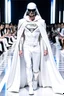 Placeholder: Superman on a fashion runway futuristic Style street wear white tones