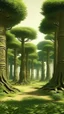 Placeholder: A green forest with giant trees designed in ancient Egyptian pottery