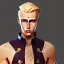 Placeholder: blond man samurai with cyber body and plait