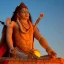 Placeholder: shiva mystical indian god in adoration in himalaya at sunset