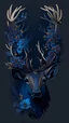 Placeholder: deer head with a lot of flowers on the horns dark blue colors