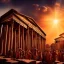 Placeholder: Pantheon of Indian gods fighting Roman gods wide shot of armies in the sky, cinematic, sunset, Spielberg, God rays, Wide shot, 16:9, Q3