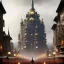 Placeholder: Central Square with a statue, people walking, train run, traffic,Gothic city,inslands Metropolis by fritz Lang,otto hung,futurismo,detailed facades, hyper detailed, matte painting, detailed painting, dynamic lighting,greg rutkowski,detailed painting, concept art, renaissance painting romanticism,NeoGothic architecture,Neoclassical architecture,Dirty city, darkcity,NewYork 1930,Berlin,babylon,