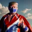 Placeholder: realistic image of donald trump as a mexican wrestling fighter posing outdoors, Mexican eyes wrestling mask, red and blue breeches, confederate flag cape, retro style, 80s, vibrant color, highly detailed, sky background, concept art, unreal engine 5, god rays, ray tracing, RTX, lumen lighting, ultra detail, volumetric lighting, 3d, finely drawn, high definition, high resolution.