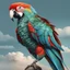 Placeholder: Draw an lineal illustration of a parrot, ultra quality, detailed, 8k, full body, clear sky with clouds