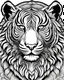 Placeholder: create a coloring book for adults in cartoon style, with thick and sharp lines in black and white, a loghing tiger in the circusno color, black and white, highly detailed, intricate full body portrait.