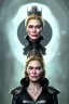 Placeholder: Cersei Lannister as evil queen in black leather coat, busty, cleavage, voluptuous, lena headay, angry, stern look. character design by cory loftis, fenghua zhong, ryohei hase, ismail inceoglu and ruan jia. unreal engine 5, artistic lighting, highly detailed, photorealistic, fantasy