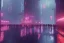 Placeholder: 3D, beautiful, light reflecting, empty future city skyline at night, rainy night, neon, cyberpunk, tron, one cyborg walking, 8k, finely detailed, photo realistic