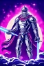 Placeholder: retro fantasy art of a heroic space knight with laser sword