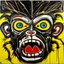 Placeholder: angry monkey face, by Jean-Michel Basquiat and Andy Warhol, acrylic painting