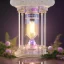 Placeholder: crystal sandglass, a hyerrealistic transparent body, pastel colours flowers and leaves transparent, professional light, rococo, Artstation, intricate detail realism hdr, intricate detailed 8 k, with ornate jewelled, intricate detailed 4 k