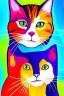 Placeholder: painting, bright colors, cat, happy