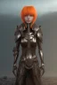 Placeholder: Dark Paladin, orange hair, orange eyes, standing in front of dark castle, Female, similar to berserk