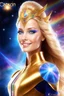 Placeholder: cosmic woman angels smile,admiral high ufo commander from the future, one fine whole face, crystalline skin, expressive blue eyes,rainbow, smiling lips, very nice smile, costume rainbow pleiadian, Beautiful tall woman pleiadian Galactic commander, ship, perfect datailed golden galactic suit, high rank, long blond hair, hand whit five perfect detailed finger, amazing big blue eyes, smilling mouth, high drfinition lips, cosmic happiness, bright colors rainbow, blue, pink, gold, jewels, realist,8k