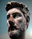 Placeholder: Ultra Realistic image, roman sculpture, marble deluxe material, Lionel Messi, circle crown, miguel angel style, chisel style, emperador, waist up portrait, cinematic lighting, God light, god rays, 4k resolution, smooth details, ornate details, soft lighting, unreal engine 5, sky background.