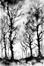 Placeholder: Watercolor black and white trees